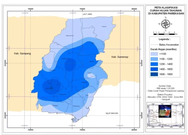 Gambar 6. Peta Klasifikasi Curah Hujan Kabupaten Pamekasan 