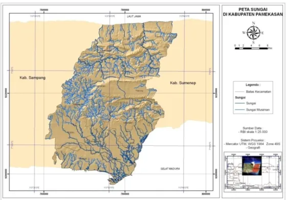 Gambar 7. Peta Kondisi Sungai Kabupaten Pamekasan  Infrastruktur Jalan 