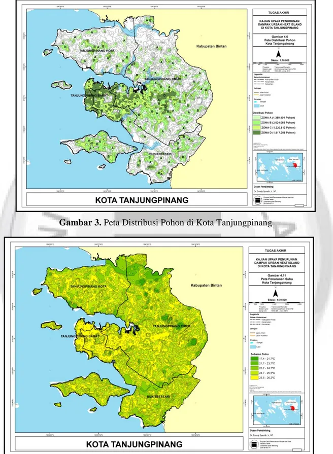 Gambar 3. Peta Distribusi Pohon di Kota Tanjungpinang