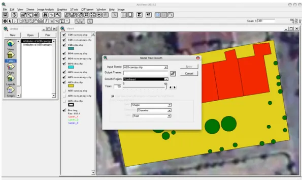 Gambar 15 Tampilan menu CITYgreen Tree Growth Model dalam ArcView. 