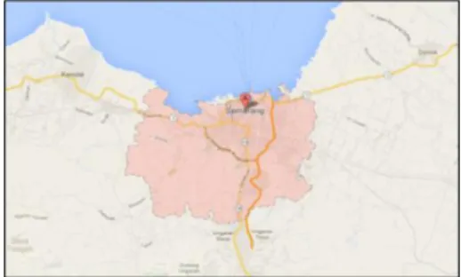 Gambar 1.  Lokasi Penelitian Kota Semarang dan  Wilayah Hulu DAS. 