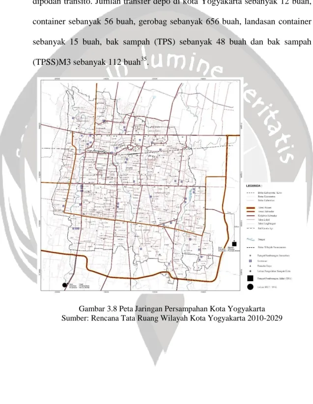 Gambar 3.8 Peta Jaringan Persampahan Kota Yogyakarta  Sumber: Rencana Tata Ruang Wilayah Kota Yogyakarta 2010-2029