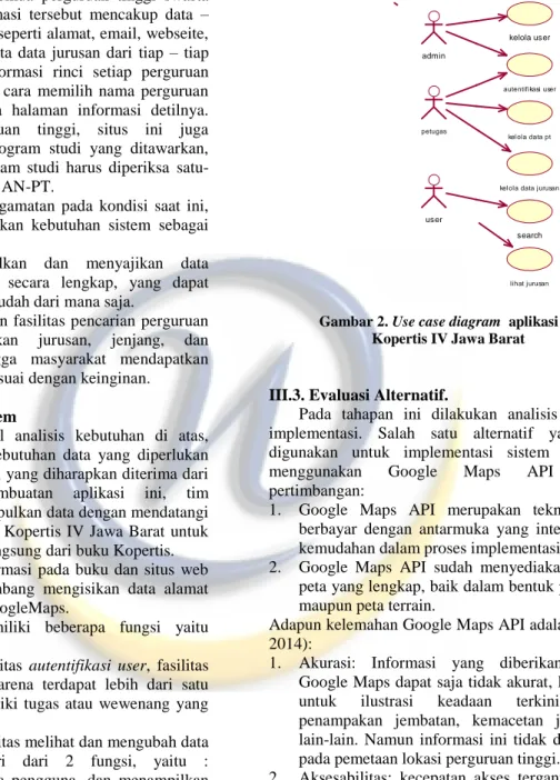 Gambar 2. Use case diagram  aplikasi webGIS  Kopertis IV Jawa Barat 