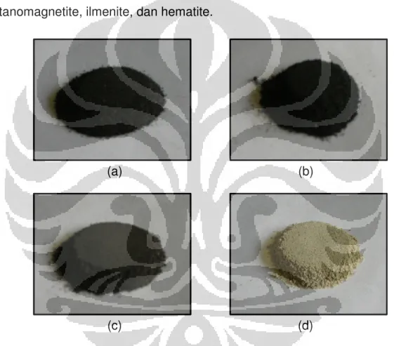 Gambar 4.3  Profil fisik (a) pasir mineral, (b) PMK, (c) PML, dan (d) NM 