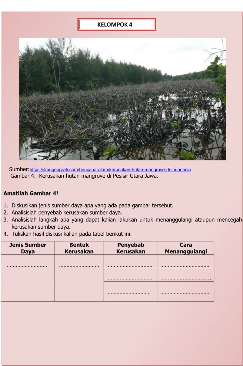Gambar 4.  Kerusakan hutan mangrove di Pesisir Utara Jawa. 