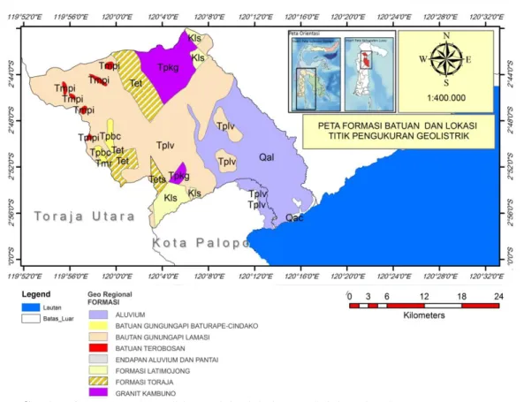 Gambar 1. Peta lokasi penelitian. (Digitasi dari peta administrasi Kabupaten Luwu, 2010)