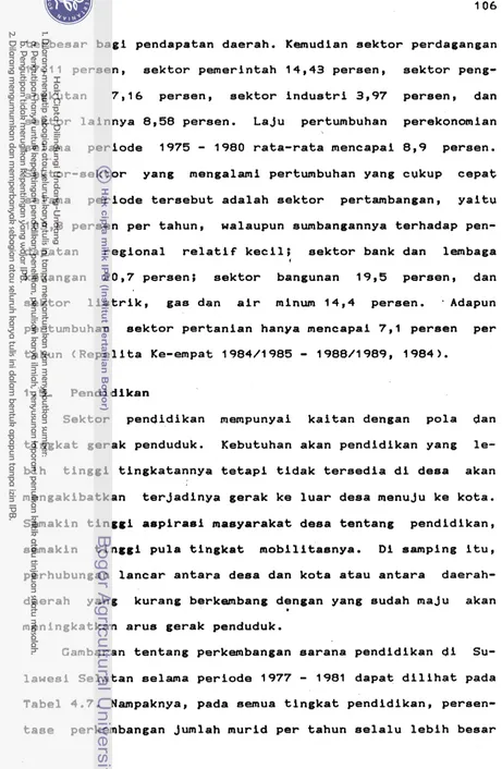 Tabel 4.7. Nampaknya, pada semua tingkat pendidikan, persen- 