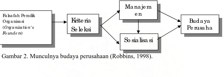 Gambar 2. Munculnya budaya perusahaan (Robbins, 1998). 