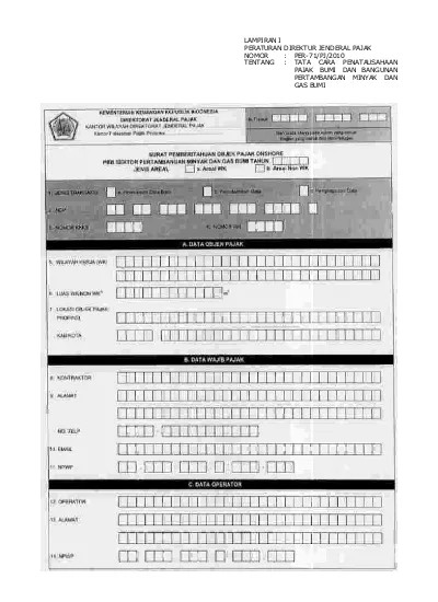 LAMPIRAN I PERATURAN DIREKTUR JENDERAL PAJAK NOMOR : PER-71/PJ/2010 ...