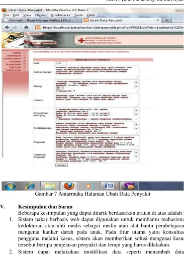 Gambar 7 Antarmuka Halaman Ubah Data Penyakit 