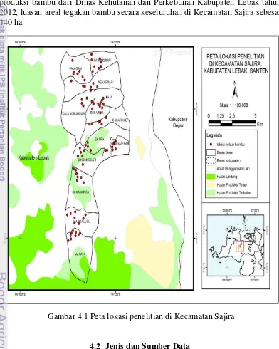 Gambar 4.1 Peta lokasi penelitian di Kecamatan Sajira 