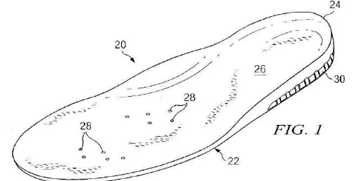 Figure 2.2: Insole patent US 7,107,705 B2 (Dalton, Martinez and Hardt, 2006) 