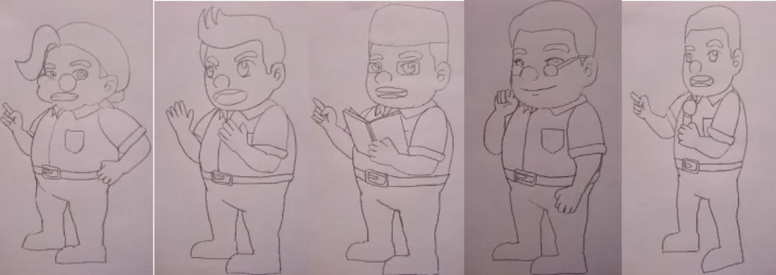 Gambar 4.7 Sketsa desain karakter 