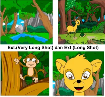 Gambar  di  bawah  ini  adalah  beberapa  contoh  background  untuk  sejumlah  adegan yang terdapat pada film animasi 2D “Kancil, Kura-Kura, dan Monyet yang  Keras Kepala” : 