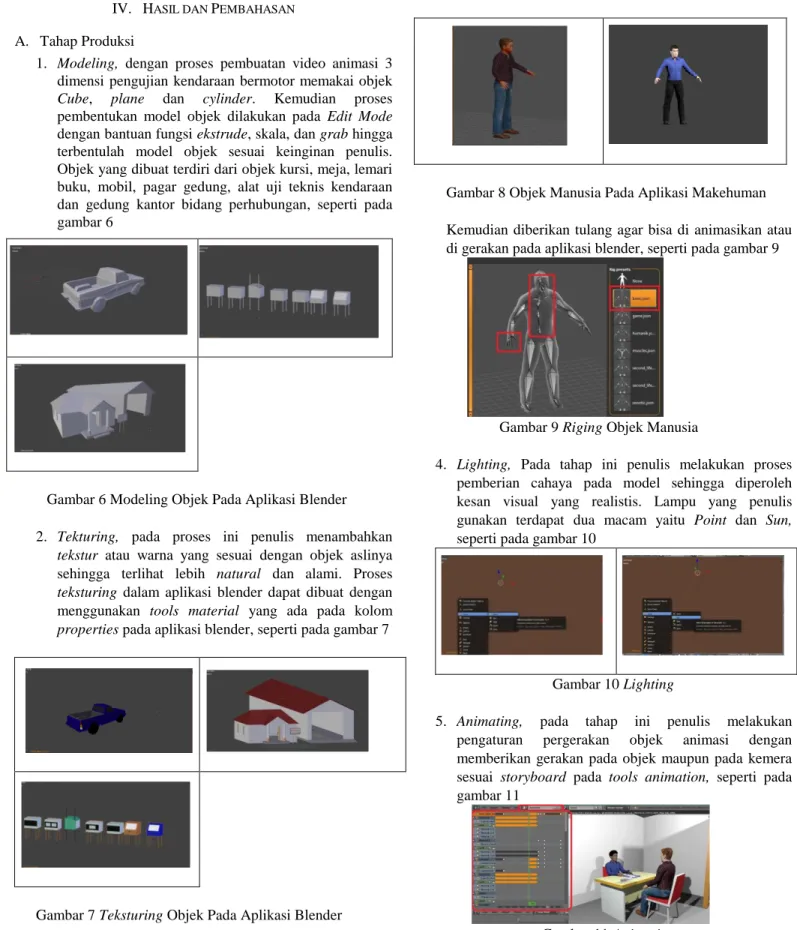 Gambar 7 Teksturing Objek Pada Aplikasi Blender  3.  Riging,  pada  tahap  ini  penulis  melakukan  proses 