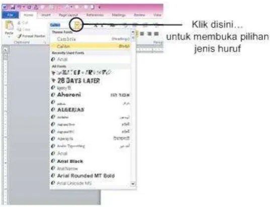 Gambar 2.4. Grup tombol Font 