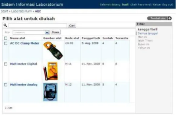Gambar 2 : Menu peralatan laboratorium  (diadaptasi  dari:  Solekhan. 