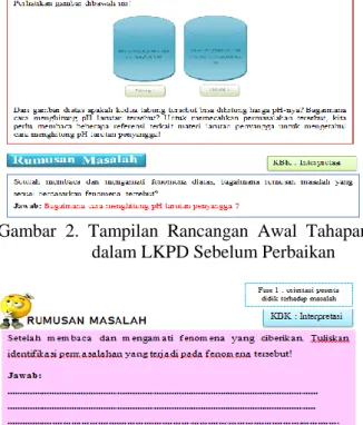 Gambar 3.  Tampilan Tahapan PBL dan Indikator  Keterampilan  Berpikir  Kritis  dalam  LKPD Setelah Perbaikan  