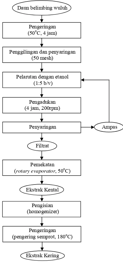 Gambar 2. Diagram alir proses ekstraksi daun belimbing wuluh  (Hernani, et al, 2005)  
