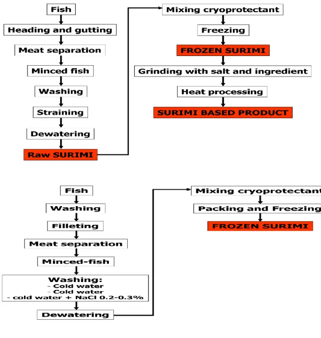 Gambar 2. Alur Proses Pembautan Surimi ( Okada (1992) dan Shimitzu et al. 