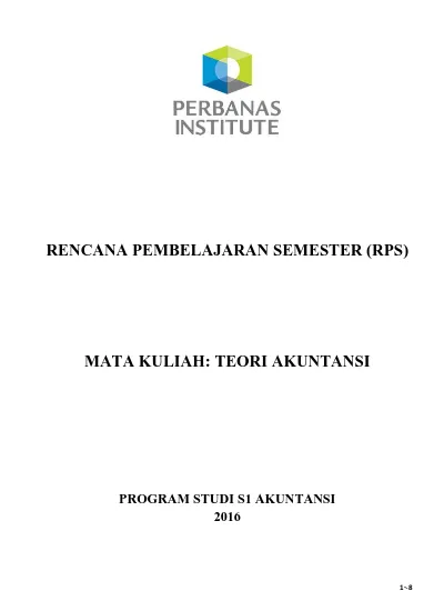 RENCANA PEMBELAJARAN SEMESTER (RPS) MATA KULIAH: TEORI AKUNTANSI