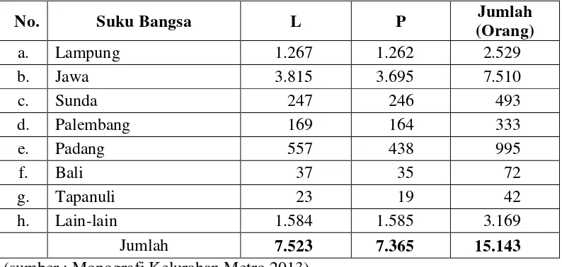 Tabel 1. Jumlah penduduk menurut suku bangsa pada tahun 2013 