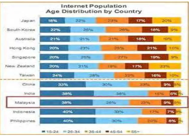 Figure 1.2: Internet Population Age Distribution by Country 