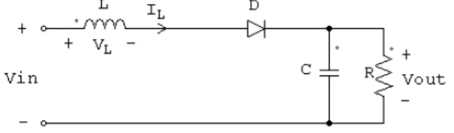 Figure 2.3 indicate the situation of boost converter circuit when switch is opened. 