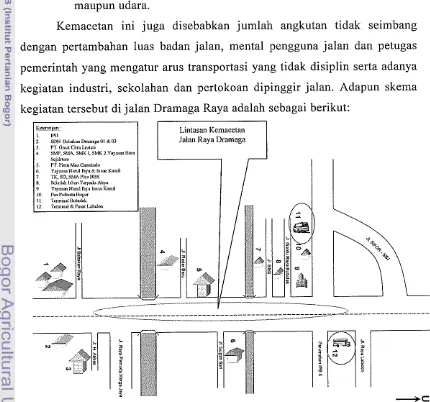 Gambar 1 Peta lokasi industri, sekolahan di sekitar Jalan Dramaga Raya 