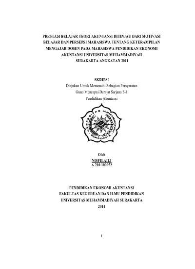 PRESTASI BELAJAR TEORI AKUNTANSI DITINJAU DARI MOTIVASI BELAJAR DAN ...