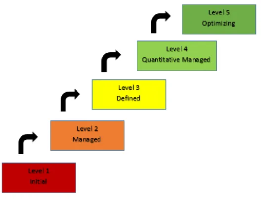 Gambar 3. Tahapan level kematangan CMM  Perincian tiap-tiap level CMM