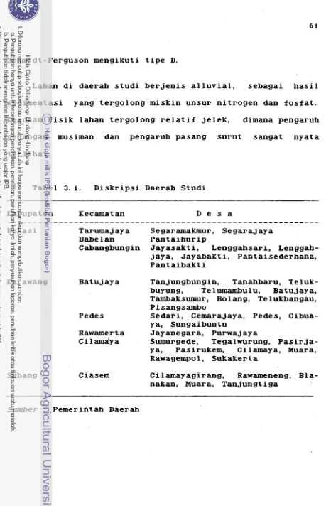 Tabel 3. I. Diskripsi Daerah Studi 