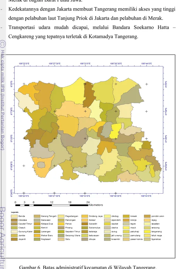Gambar 6  Batas administratif kecamatan di Wilayah Tangerang. 