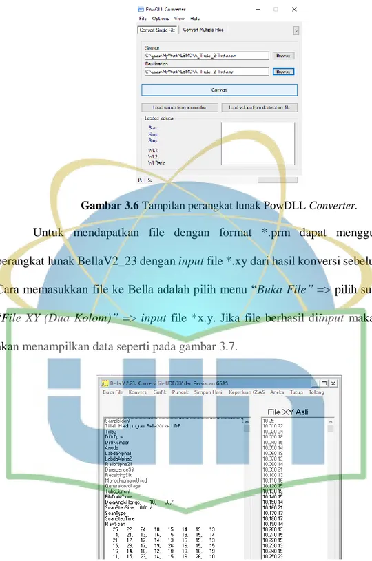 Gambar 3.6 Tampilan perangkat lunak PowDLL Converter. 