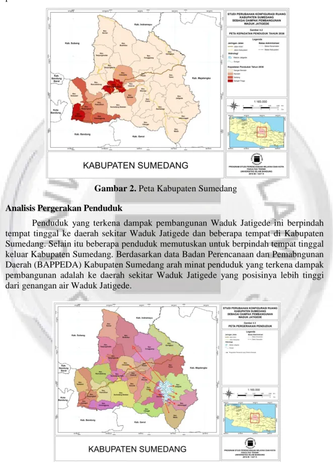 Gambar 2. Peta Kabupaten Sumedang  Analisis Pergerakan Penduduk 