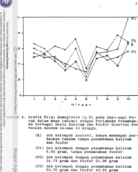 Gambar 4. Grafik Nilai Hemoglobin ( g  %) pada Sapi-sapi Pe- 