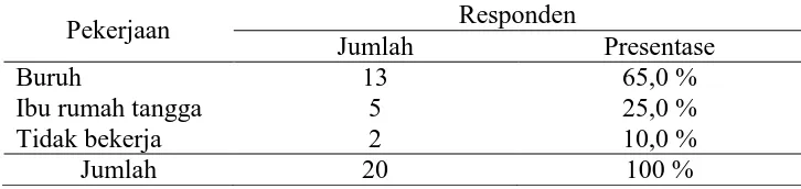 Tabel distribusi responden menurut pekerjaan 