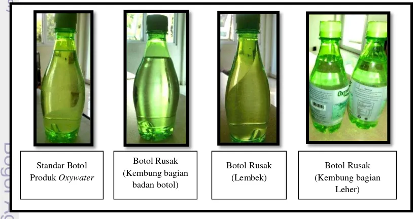 Tabel 3  Jenis-jenis kerusakan botol produk Oxywater 