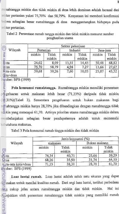 Tabel 2 Persentase rumah tangga miskin dan tidak miskin menurut sumber 