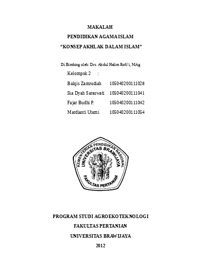 Contoh Makalah Agama Islam Tentang Akhlak