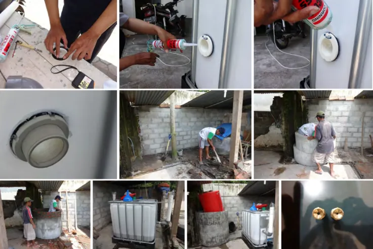 Gambar 6 Pembuatan instalasi biogas portabel.