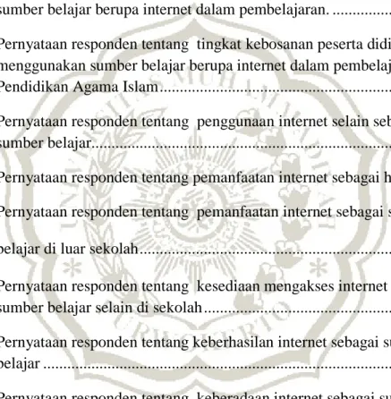 Tabel 1  Kisi-kisi angket ....................................................................................