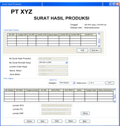 Gambar 6 User Interface Form Surat Hasil Produksi 