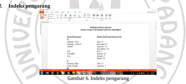 Gambar 6. Indeks pengarang 