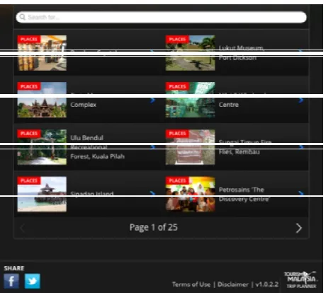Figure 2.4: Interface Malaysia Trip Planner mobile apps on tablet (MTP, 2015). 