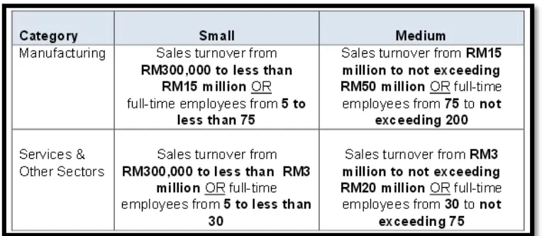 Table 2.1: Summarise definition of SME 