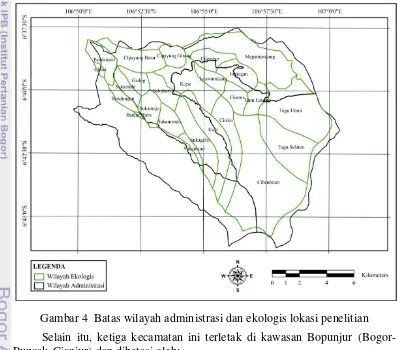 Gambar 4  Batas wilayah administrasi dan ekologis lokasi penelitian 