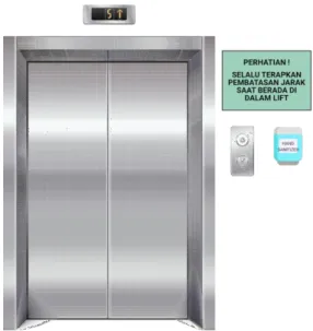 Gambar 9. Peringatan di pintu masuk lift 