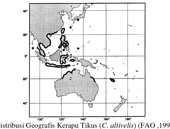 Gambar 3. Distribusi Geografis Kerapu Tikus (C. altivelis) (FAO ,1993 ) 