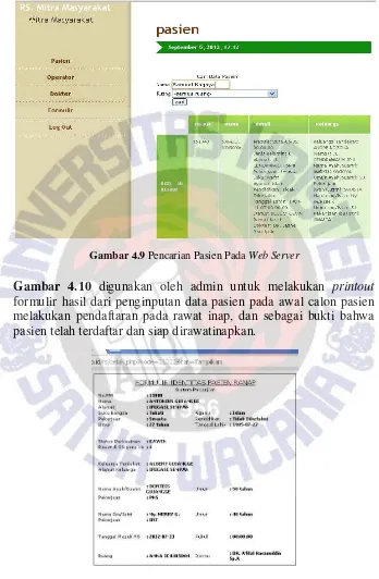 Gambar 4.9 Pencarian Pasien Pada Web Server 